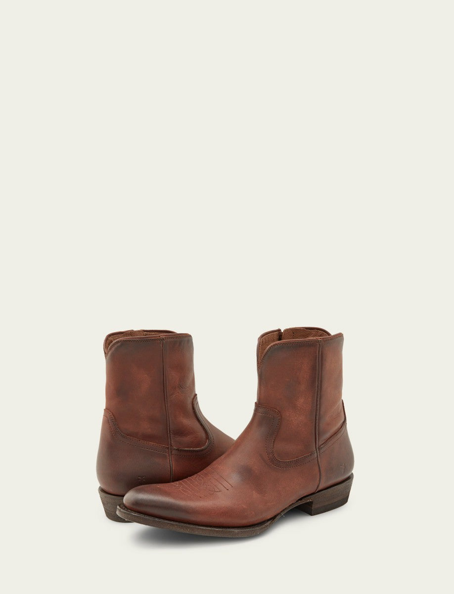 FRYE Men's Cognac Austin Inside Zip Boots