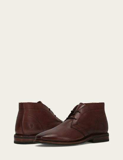 FRYE Men's Brown Oiled Leather Paul Chukka Boots