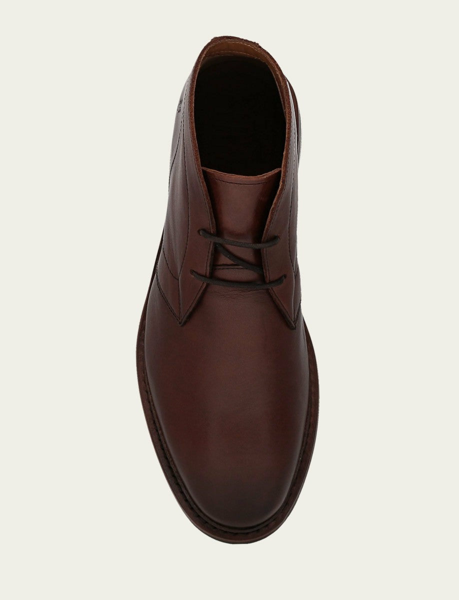 FRYE Men's Brown Oiled Leather Paul Chukka Boots