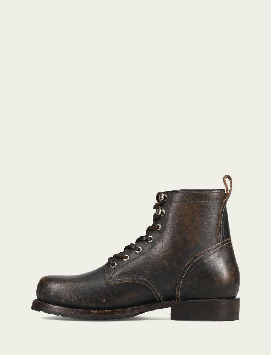 FRYE Men's Antique Black Hudson Workboot Plain Toe