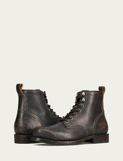 FRYE Men's Antique Black Hudson Workboot Plain Toe