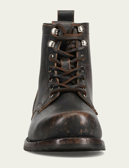FRYE Men's Antique Black Hudson Workboot Plain Toe