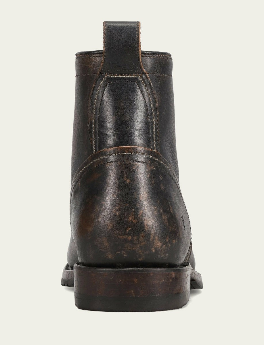 FRYE Men's Antique Black Hudson Workboot Plain Toe