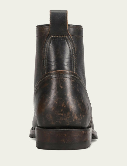 FRYE Men's Antique Black Hudson Workboot Plain Toe