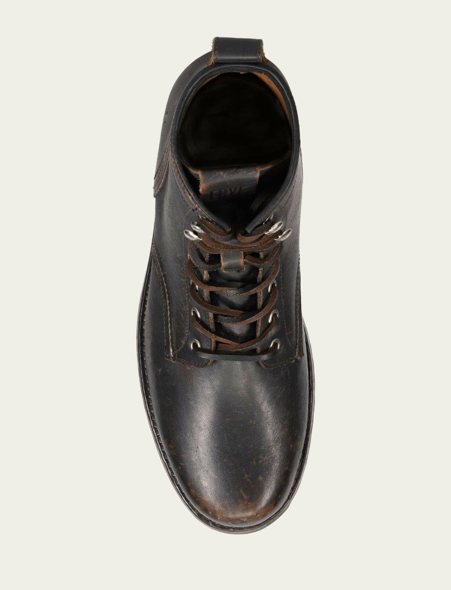 FRYE Men's Antique Black Hudson Workboot Plain Toe
