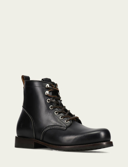 FRYE Men’s Black Hudson Workboot Plain Toe Leather Boots