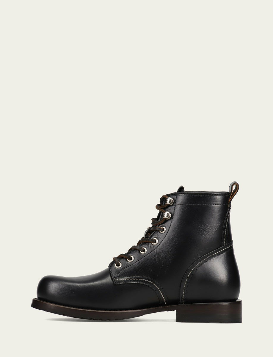 FRYE Men’s Black Hudson Workboot Plain Toe Leather Boots