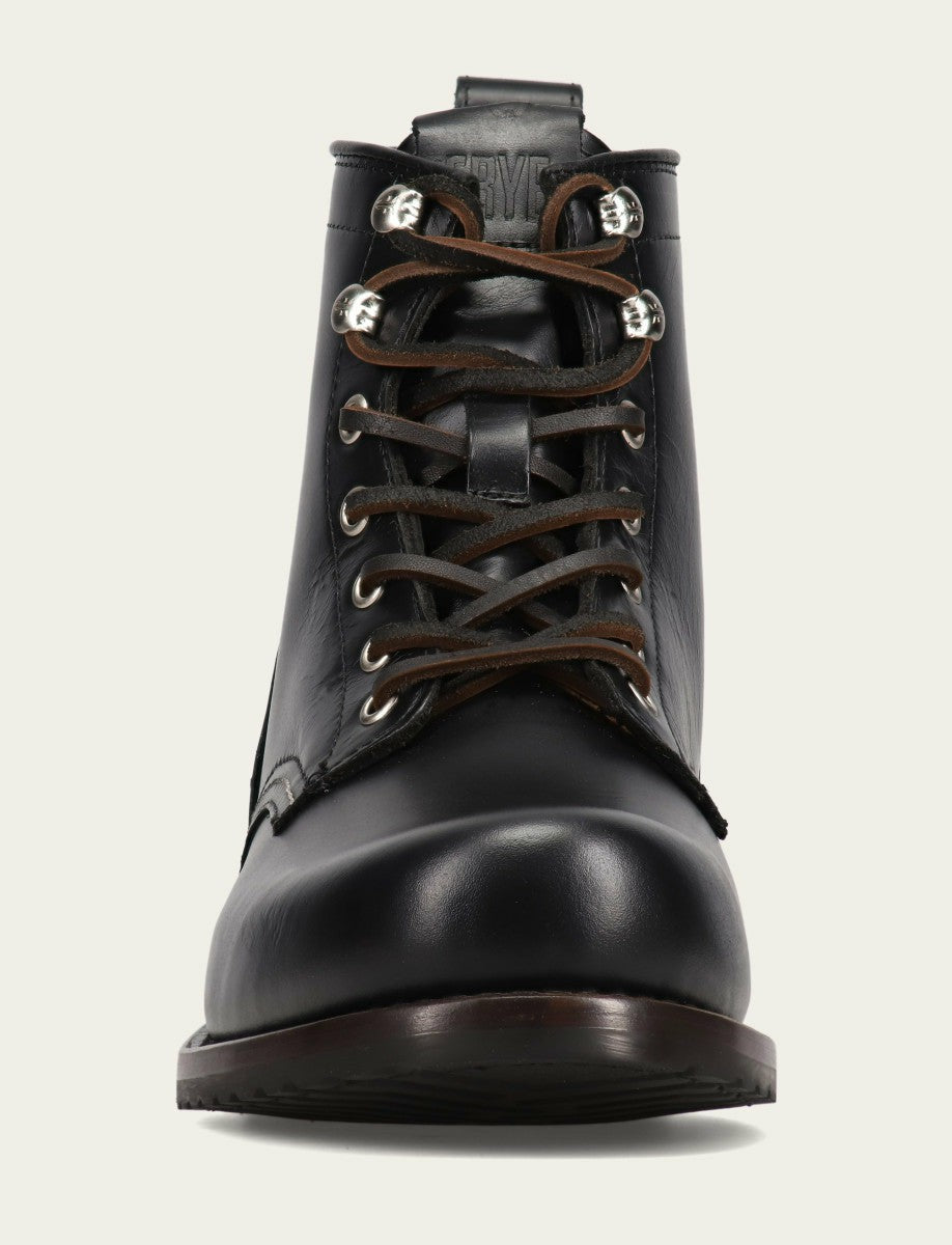 FRYE Men’s Black Hudson Workboot Plain Toe Leather Boots