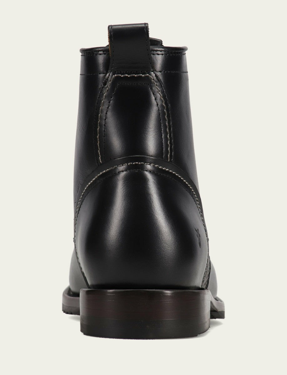 FRYE Men’s Black Hudson Workboot Plain Toe Leather Boots