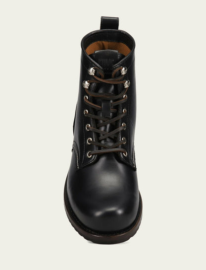 FRYE Men’s Black Hudson Workboot Plain Toe Leather Boots