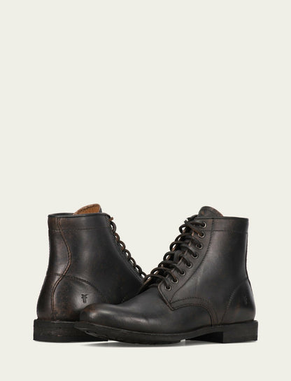 FRYE Men's Antiqued Black Tyler Flex Lace Up Boots
