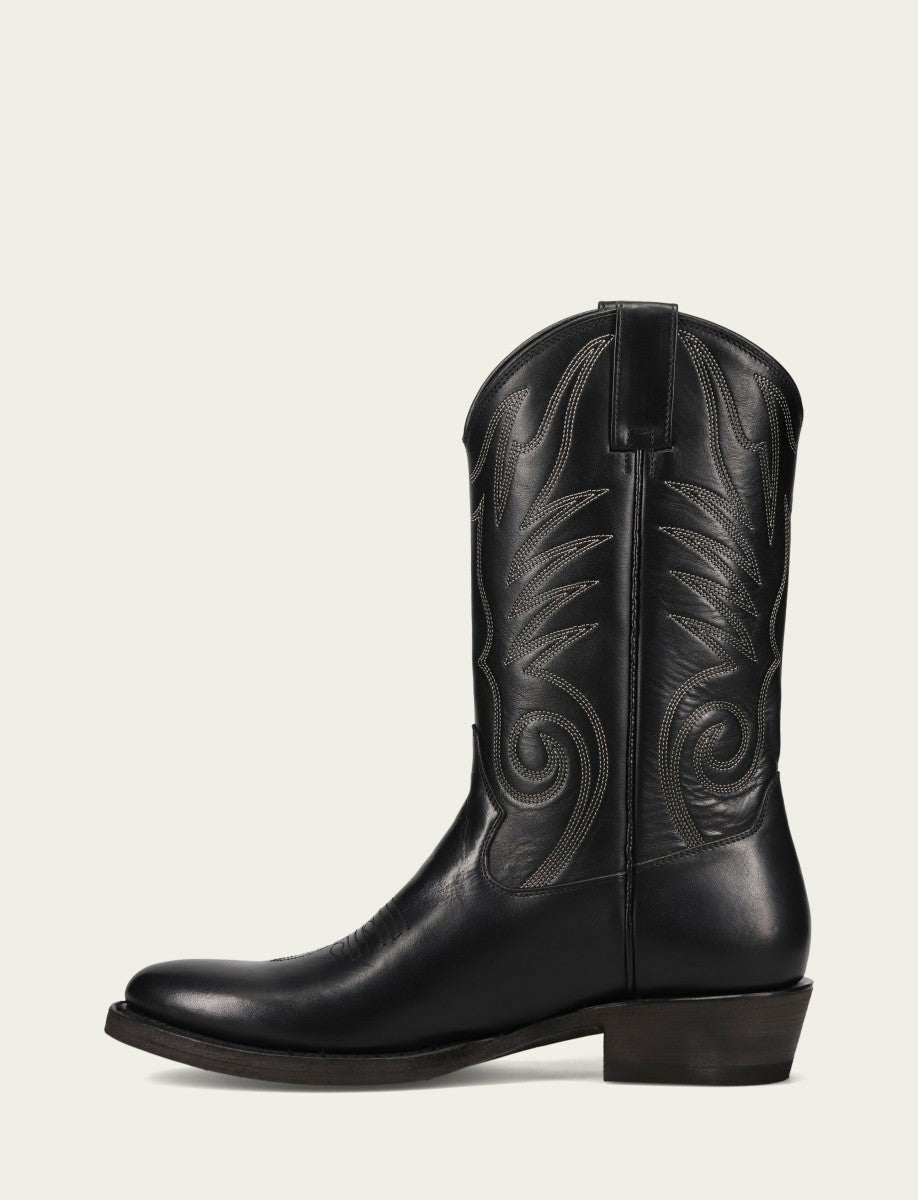 FRYE Men's Black Grady Vintage Stitch Western Boots