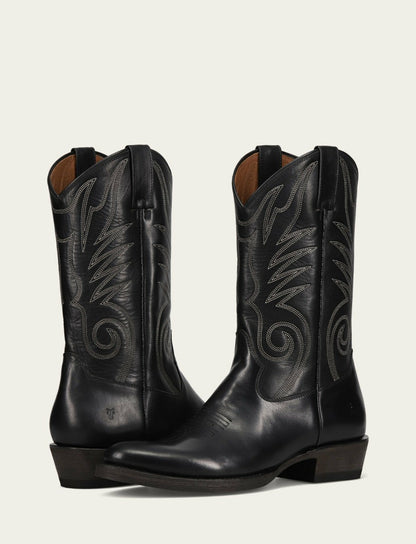FRYE Men's Black Grady Vintage Stitch Western Boots