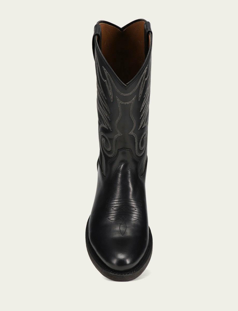 FRYE Men's Black Grady Vintage Stitch Western Boots
