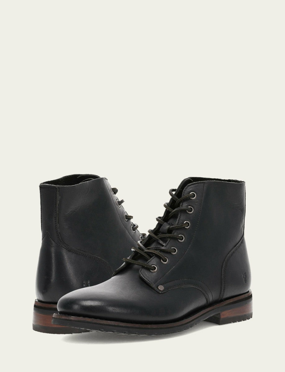 FRYE Men's Black Barrett Lace Up Boots