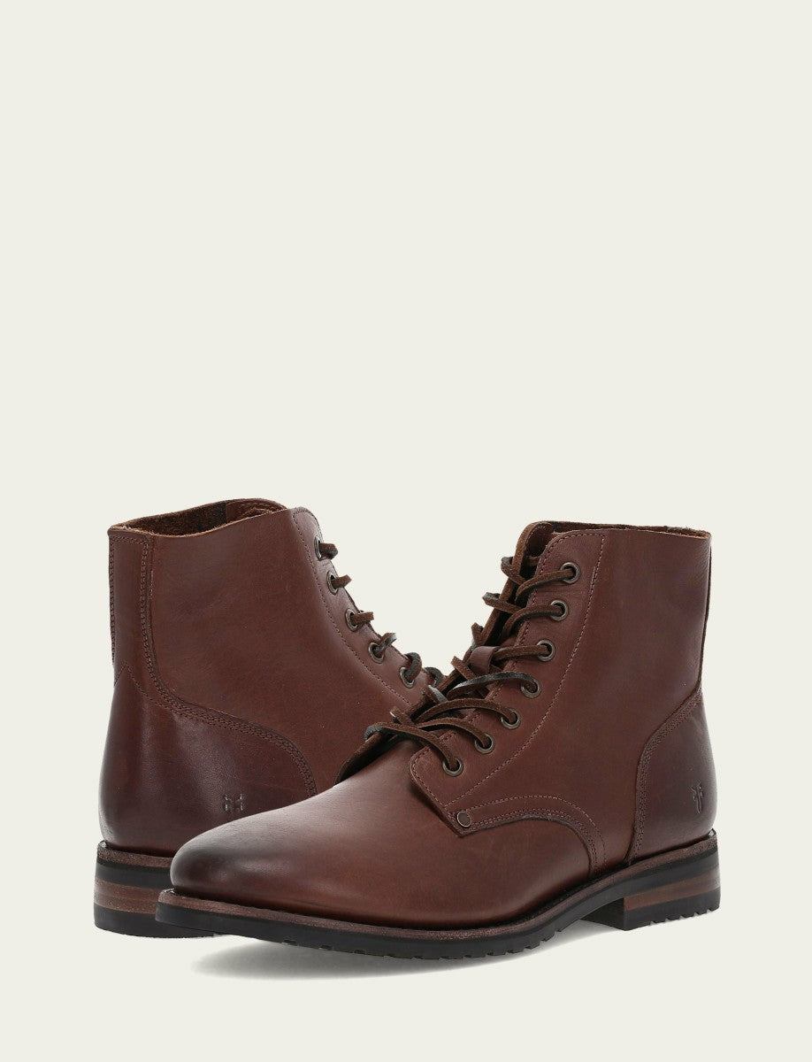 FRYE Men's Cognac Barrett Lace Up Boots