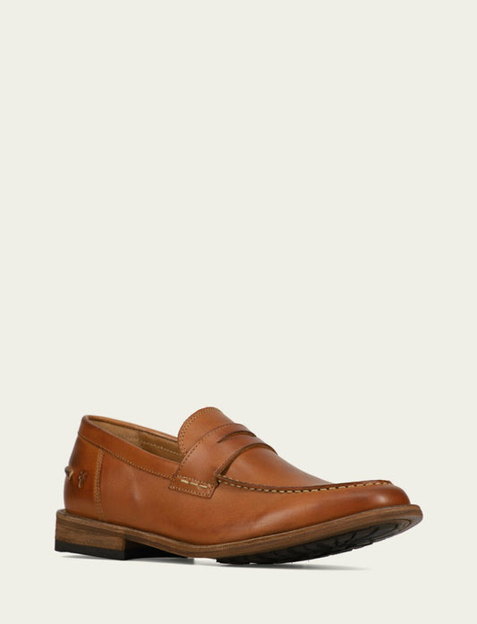 FRYE Men’s Caramel Leather Tyler Flex Penny Casual Leather Shoes