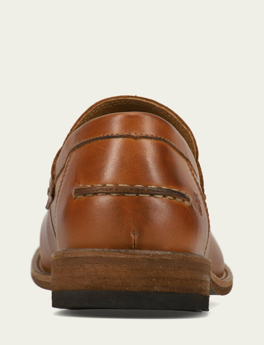 FRYE Men’s Caramel Leather Tyler Flex Penny Casual Leather Shoes