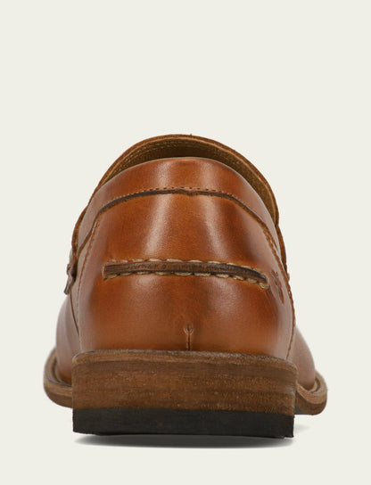FRYE Men’s Caramel Leather Tyler Flex Penny Casual Leather Shoes