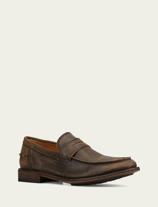 FRYE Men’s Chocolate Leather Tyler Flex Penny Casual Leather Shoes