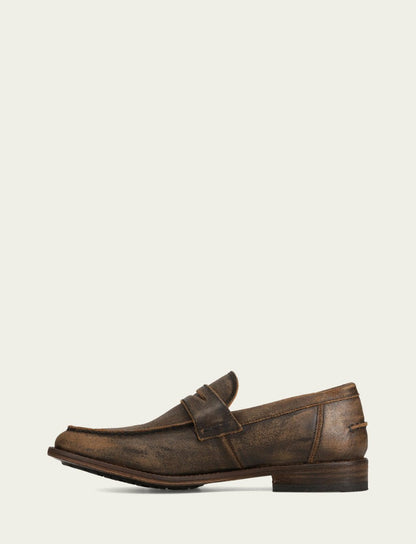 FRYE Men’s Chocolate Leather Tyler Flex Penny Casual Leather Shoes