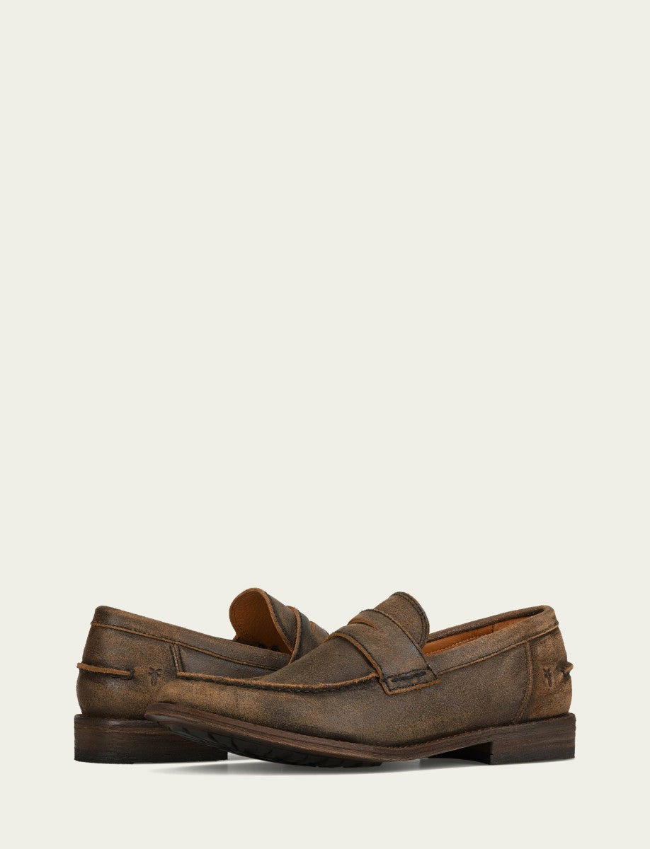 FRYE Men’s Chocolate Leather Tyler Flex Penny Casual Leather Shoes