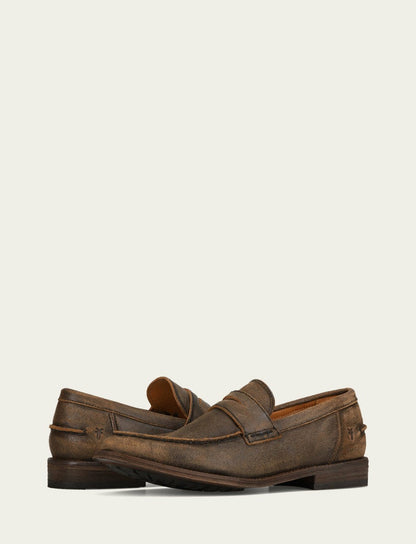 FRYE Men’s Chocolate Leather Tyler Flex Penny Casual Leather Shoes