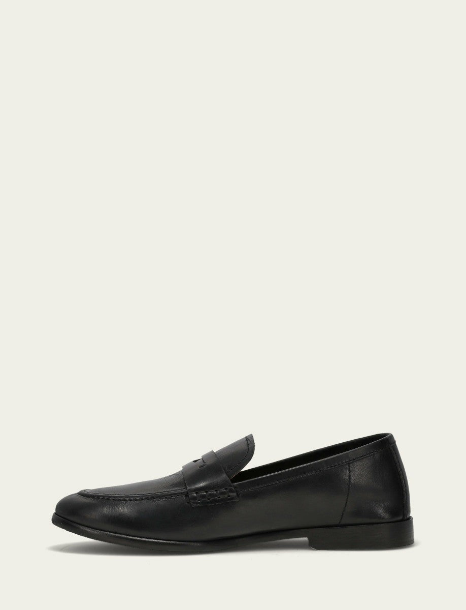 FRYE Men’s Black Leather Graham Penny Casual Leather Shoes
