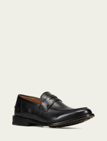 FRYE Men’s Black Leather Tyler Flex Penny Casual Leather Shoes