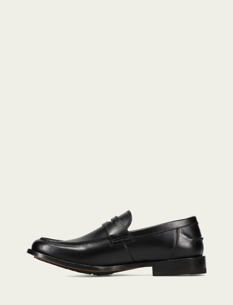 FRYE Men’s Black Leather Tyler Flex Penny Casual Leather Shoes