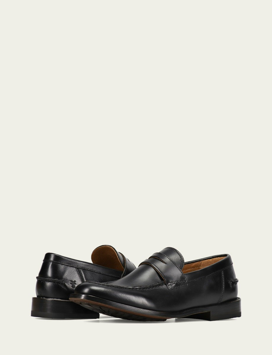 FRYE Men’s Black Leather Tyler Flex Penny Casual Leather Shoes