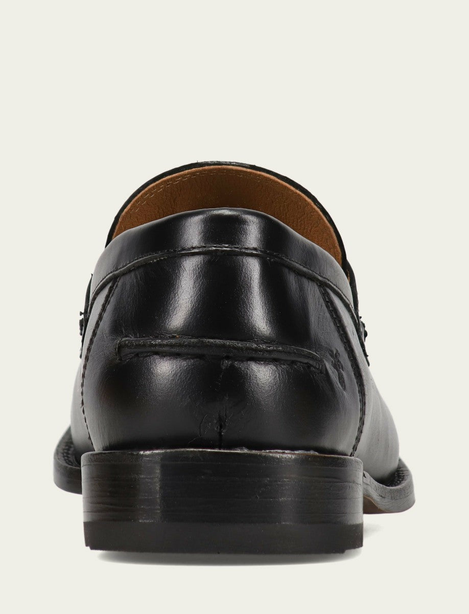 FRYE Men’s Black Leather Tyler Flex Penny Casual Leather Shoes