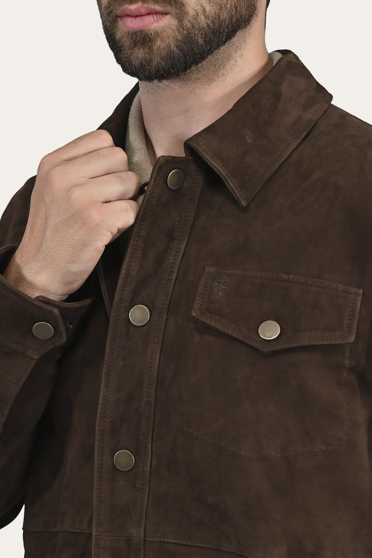 FRYE Men’s Dark Brown Authentic Suede Shacket