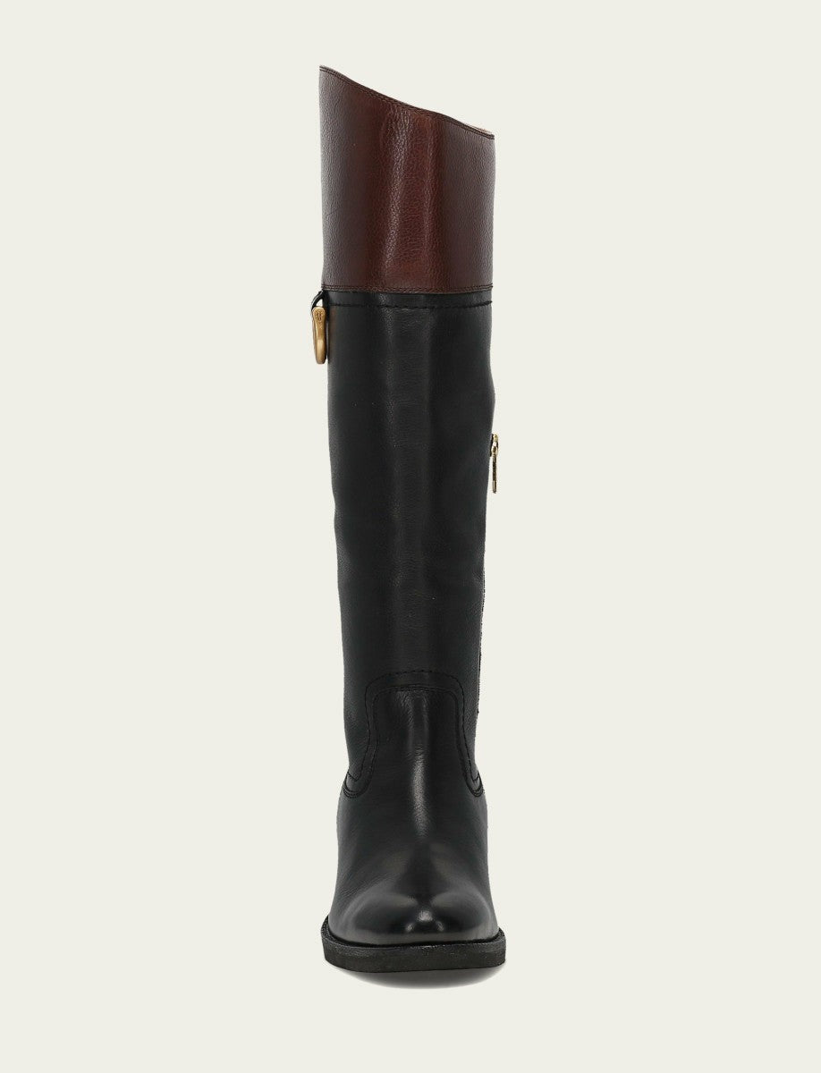 FRYE Women's Black Brown Quinn Riding Boot