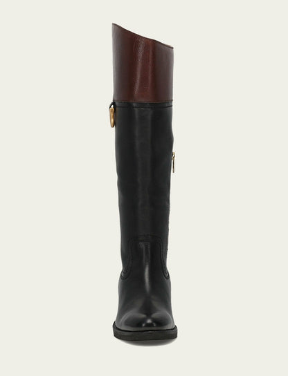 FRYE Women's Black Brown Quinn Riding Boot
