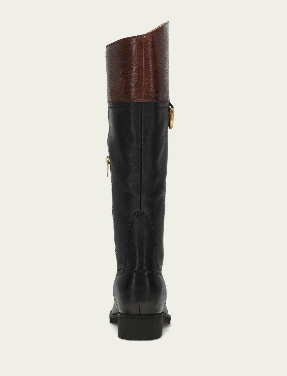 FRYE Women's Black Brown Quinn Riding Boot