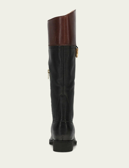 FRYE Women's Black Brown Quinn Riding Boot