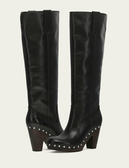 FRYE Women's Black Cindy Pull On Tall Boot