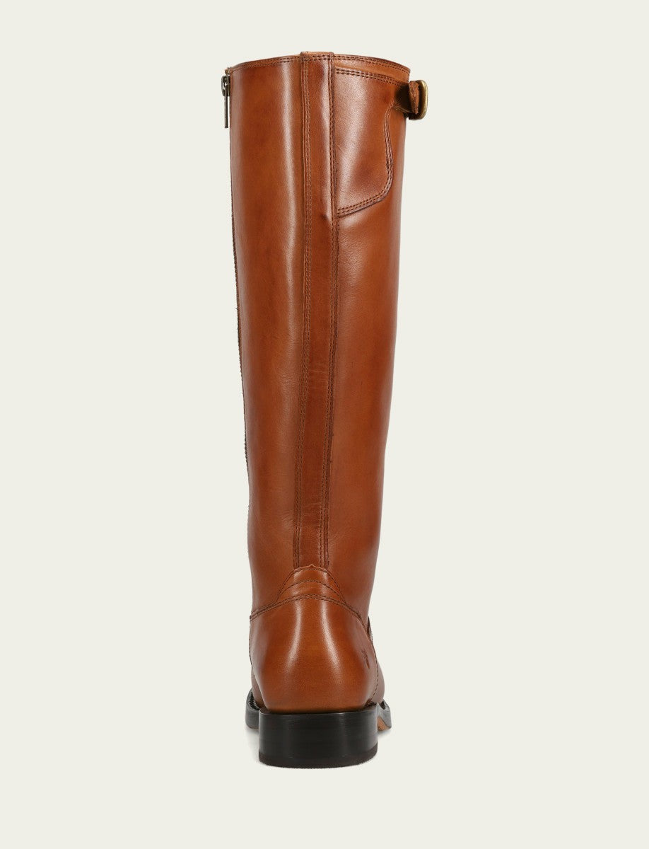FRYE Women's Cognac Campus Low Heel Tall Riding Wide Calf Boot