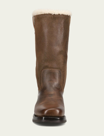 FRYE Women's Dark Taupe Campus Low Heel Mid Shearling Boot