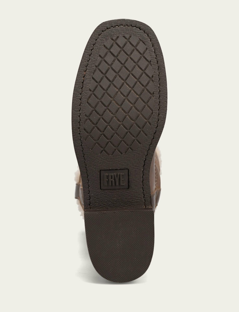 FRYE Women's Dark Taupe Campus Low Heel Mid Shearling Boot