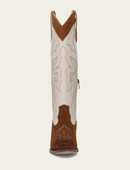 FRYE Women’s Caramel Ivory Laila Double F Deco Leather Tall Boots