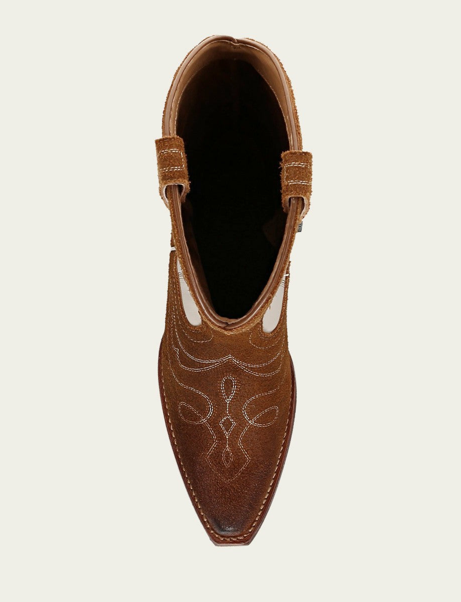 FRYE Women’s Caramel Ivory Laila Double F Deco Leather Tall Boots
