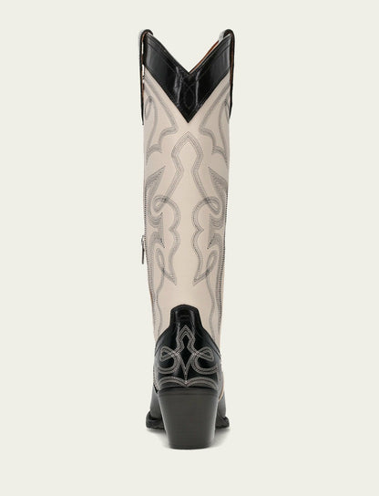 FRYE Women’s Black/Ivory Laila Double F Deco Leather Boots