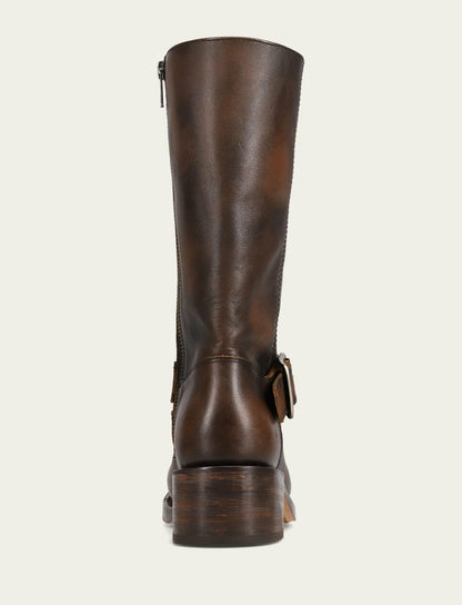 FRYE Women's Dark Brown Campus Buckle Boot