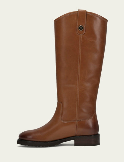 FRYE Women's Tan Melissa Lug Button Tall Boot