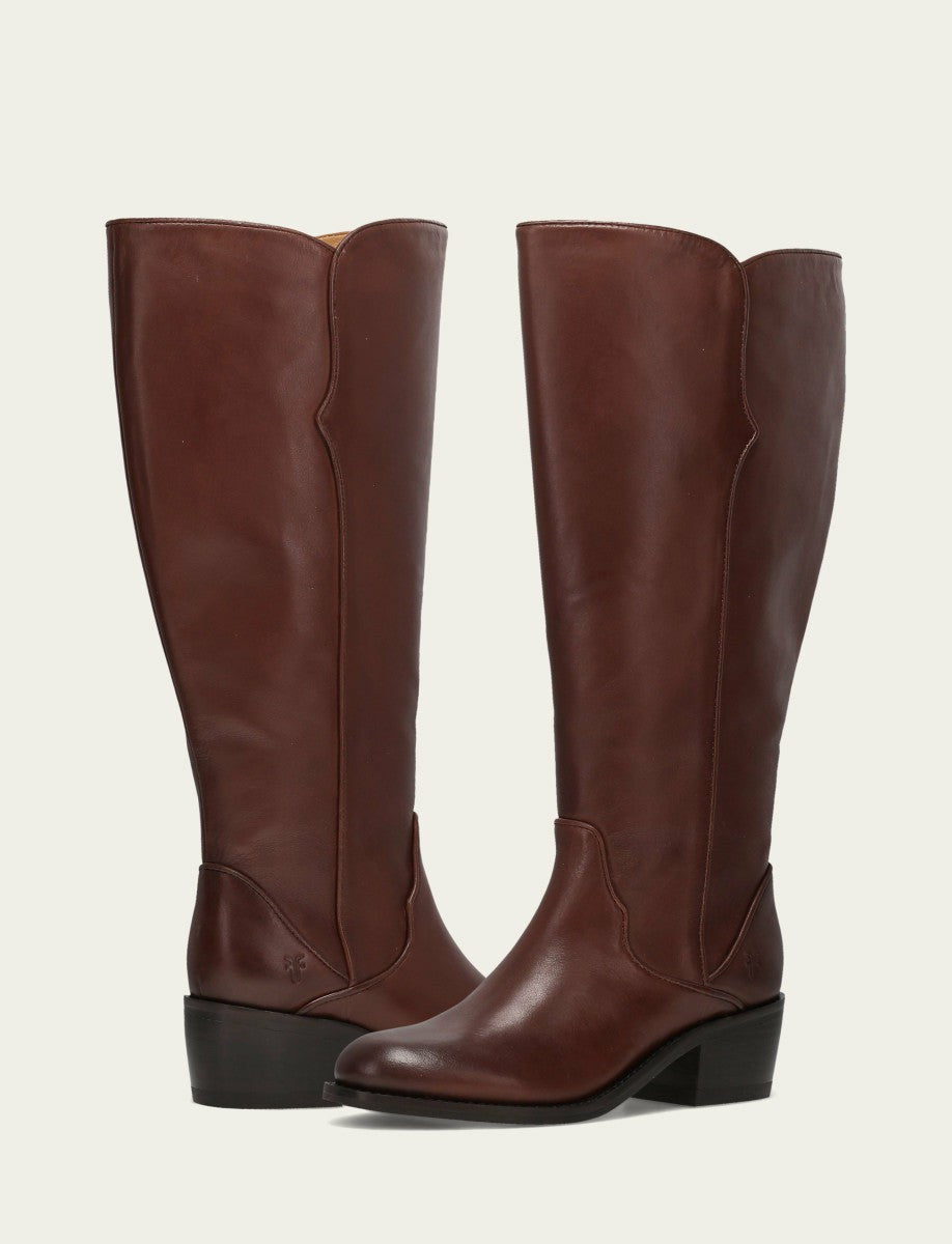 FRYE Women's Saddle Carson 2 Piping Tall Wide Calf Boot