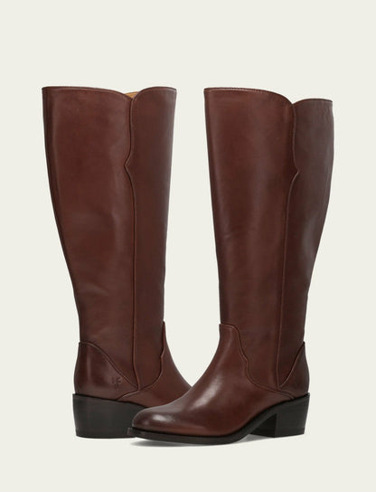 FRYE Women's Saddle Carson 2 Piping Tall Wide Calf Boot