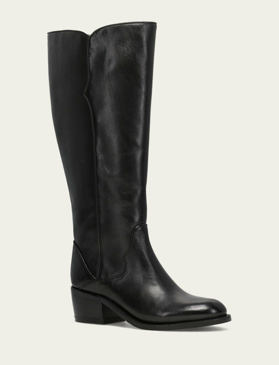 FRYE Women's Black Carson 2 Piping Tall Wide Calf Boot