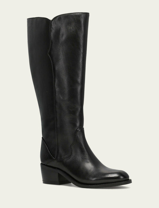 FRYE Women's Black Carson 2 Piping Tall Wide Calf Boot